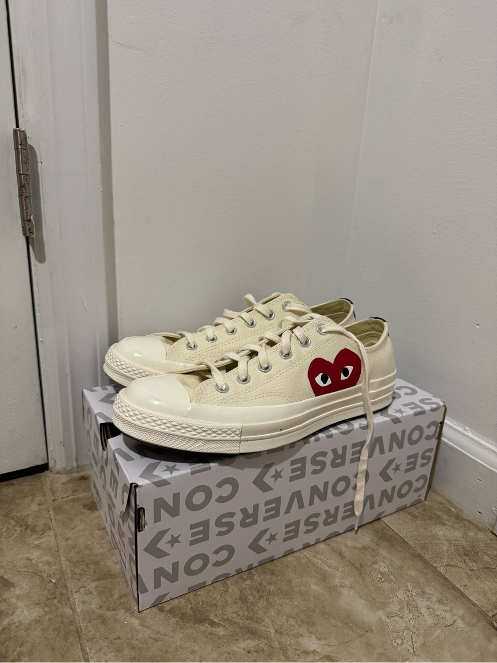 Converse Chuck Taylor All Star Low Top Sneakers - Cream with Red Heart